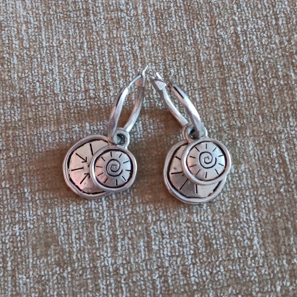 Silver Tone Hoop Dangle Earrings - Picture 3 of 7